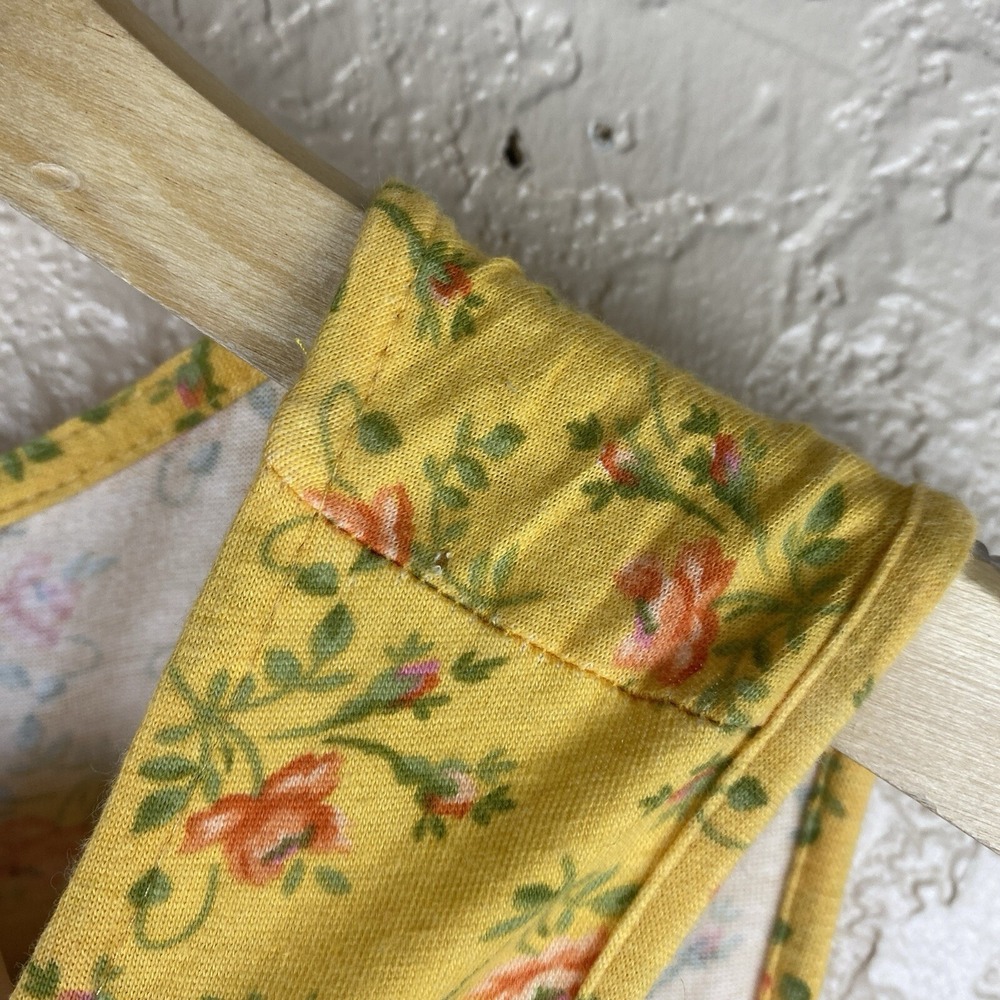 Vtg Laura Ashley 10 Floral Tank Dress Fit Flare MIDI Prairie Yellow button down - Picture 7 of 7